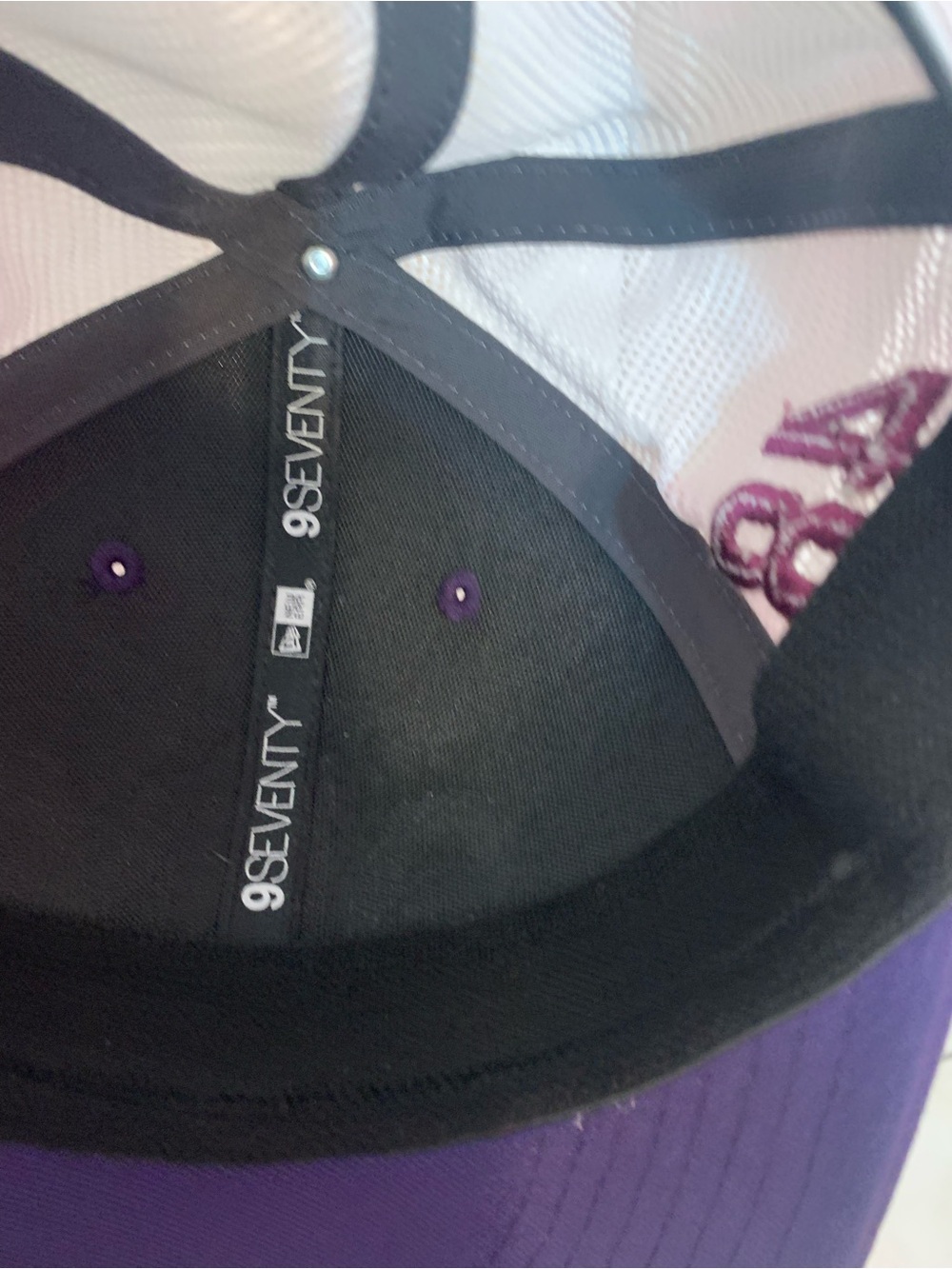 New Era Purple and Black Sports Cap with Mesh Interior